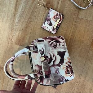 Betsey Johnson Pink Floral Mini Bag with Card Holder